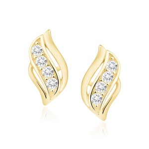 Cercei argint placati cu aur galben cu pietre DiAmanti Z1401EG_W-DIA (Argint 925‰ 1,3 g.)